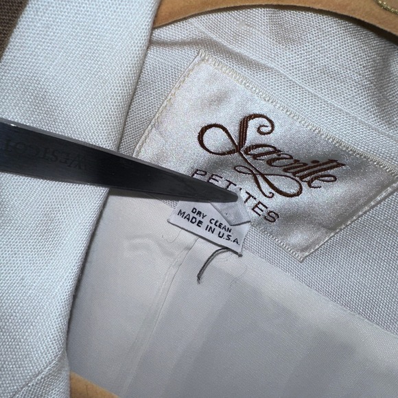 VTG Saville Petites Women's Blazer Skirt Two Piece Suit Set White Brown Size 8P - Picture 4 of 15